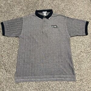 Vintage Vantage GTE Polo Shirt Mens M Gray Herringbone USA 90s Cotton Logo